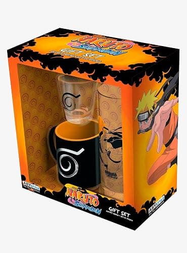 ABYSTYLE Naruto Shippuden Drinkware Gift Set 3-Piece Glass, Shot Glass & Espresso Mug Set Anime Merch Naruto Gifts Shot Glasses Set Mug Anime Cup Collectible - Image 1