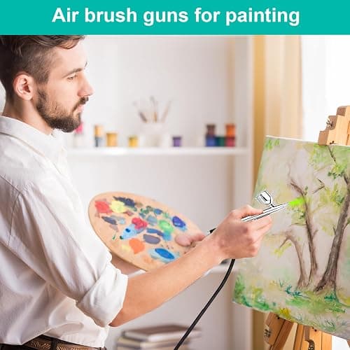 Gocheer Airbrush Kit with Air Compressor, 40 48 PSI High Pressure Air Brush Non-Clogging with 0.2/0.3/0.5mm Nozzle/Cleaning Sets, Ideal for Painting, Modeling, Cake Decor, Makeup (Black, 40 PSI) thumbnail 2