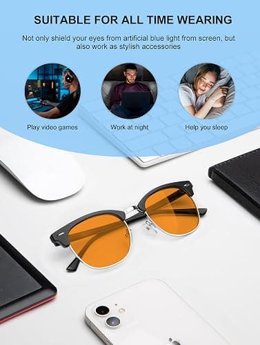 NSSIW Blue Light Glasses for Men and Women, Advanced Computer Gaming Glasses, Semi Rimless Glasses with Blue light Blocking thumbnail 4