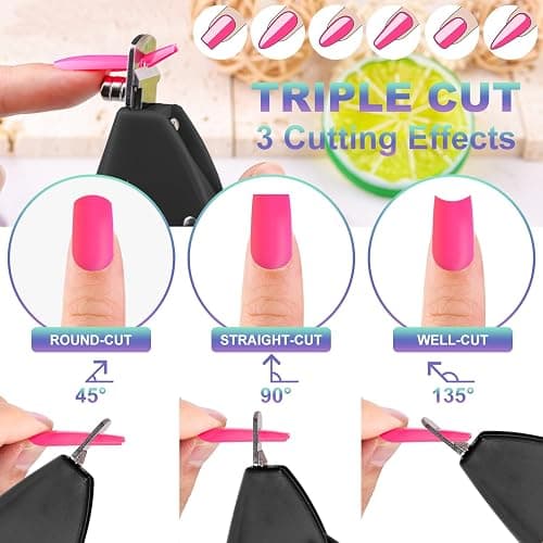 Black Adjustable Nail Clippers with Magnets Sizers for Acrylic Nails, Artificial Fake Nail False Nail Tip Cutter Trimmer Manicure Pedicure Sharp Blade Clip Tool For Salon Home Art Beauty thumbnail 4