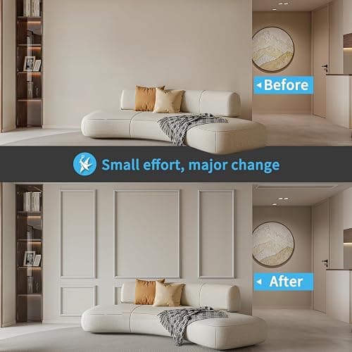 Art3d Pre-Cut Wall Molding Set of 6 pcs, Ready-to-Assemble Wainscoting Panels for Interior Wall Décor Living Room Bedroom Accent Wall - Installed with Glue, 3 Top 3 Bottom thumbnail 5