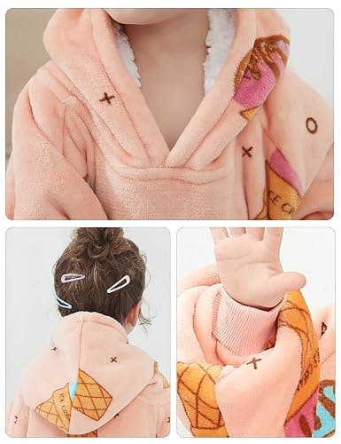 KFUBUO Wearable Blanket Hoodie for Kids Sherpa Patterns Oversized Sweatshirt Blanket With Pocket 6-10 Year Old Girl Birthday Gifts Ice Cream thumbnail 5