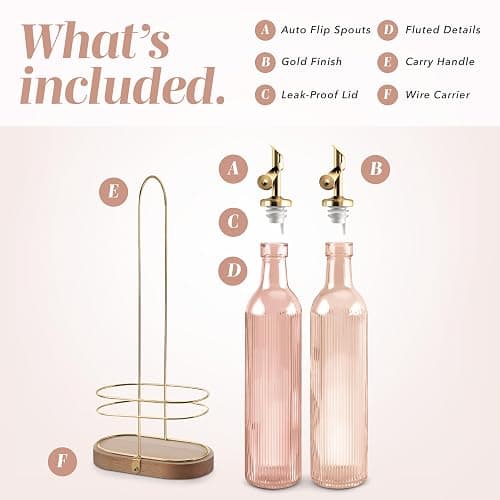 COOK WITH COLOR Glass Olive Oil Dispenser Bottle - 2 Pack, 17 oz Cruet - Elegant Carafe Decanter with Spout for Kitchen, Suitable for Vinegar, Coffee Syrups & Other Liquids thumbnail 4