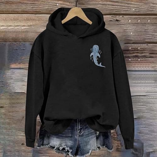 Whale Shark Hoodies For Teen Girls | Ocean Graphic Preppy Sweatshirts Oversized Y2k Pullover Tops Long Sleeve Fall Outfits thumbnail 2