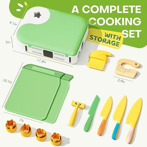 Toddler Cooking Set with Storage Box-Kids Kitchen Set,Safe PP Material Montessori Kitchen Tools for Real Cooking,Dishwasher Safe,Fun Bird-Shaped Organizer Toddler Knife Set thumbnail 2