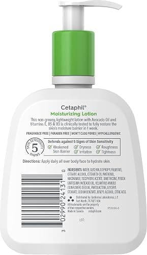 Cetaphil Face & Body Moisturizer, Hydrating Moisturizing Lotion for All Skin Types, Suitable for Sensitive Skin, NEW 4 oz Pack of 3, Fragrance Free, Hypoallergenic, Non-Comedogenic thumbnail 9