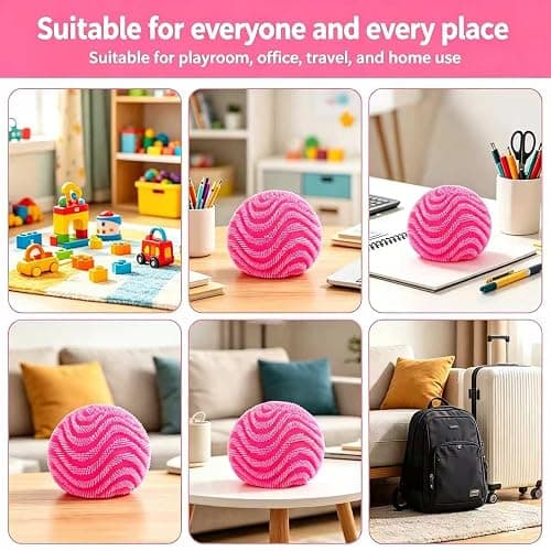 Fuzz Ball Squishy Stress Ball, Stress Fun Desk Fuzz Squeeze Ball, Squishy Ball Calming Tactile Grip for Focus & Relaxation (Pink) thumbnail 7