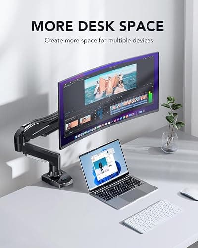 HUANUO FlowLift™ Single Monitor Mount, 13 to 32 Inch Monitor Arm, Adjustable Monitor Stand, Vesa Mount with Clamp and Grommet Base - Fits 4.4 to 19.8lbs LCD Computer Monitors thumbnail 5