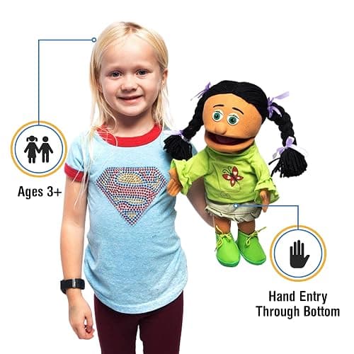 14" Jasmine, Hispanic Girl, Hand Puppet thumbnail 2