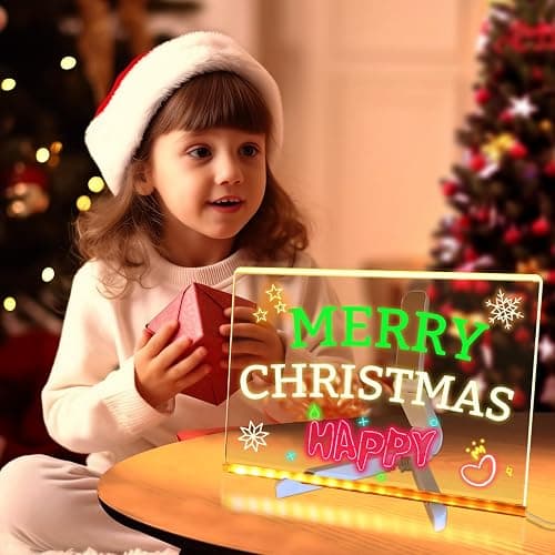 LED Note Board with Colors,11.8"X7.9" Acrylic Led Writing Board, Acrylic Dry Erase Board with Light, Message Board Drawing Board for Kids, Light Up Board for Birthday Christmas Gifts for Teens thumbnail 7