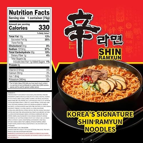 Nongshim Shin Ramyun Cup of Noodles, Spicy Signature Korean Instant Ramyun, Rich Beef Flavored Broth, Quick and Easy, Microwaveable Cup, 2.64 oz (Pack of 6) thumbnail 4