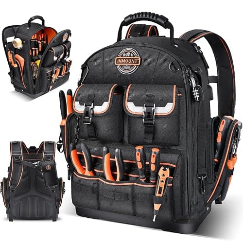 Backpack Tool Bag - LOKASS Tool Backpack Heavy Duty Tool Organizer, Water-resistant HVAC Tool Backpack Electrician Tool Box with Molded Base - Image 1