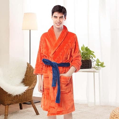 ILLOMEEGOOS Anime Robe Orange Plush Bathrobe Anime Pajamas Robes Soft Long Bathrobes Adults Christmas Halloween Costume thumbnail 4