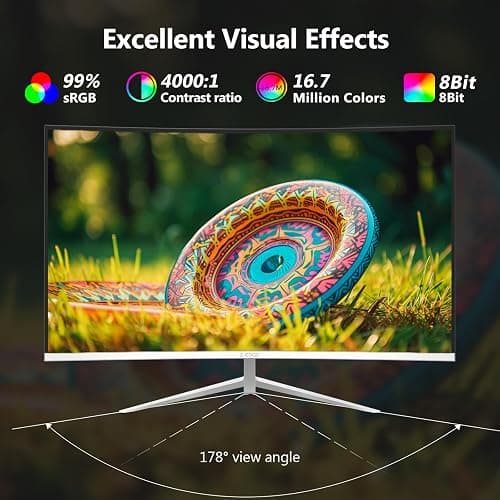 Z-Edge 27 Inch Curved Monitor 100Hz Full HD Office Monitor 1080P VA Panel 1500R, 99% sRGB, 250 cd/m², HDR10, FreeSync, Ultra-Thin Bezel, HDMI & DisplayPort, VESA Mountable, White thumbnail 3