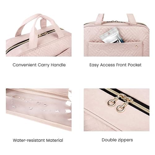 BAGSMART Large Toiletry Bag Travel Bag with Hanging Hook, Water-resistant Makeup Cosmetic Bag Travel Organizer for Accessories, Shampoo, Full Sized Container, Toiletries thumbnail 6