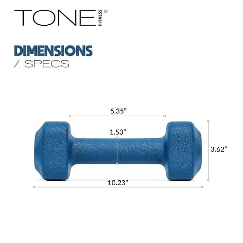 Tone Fitness Neoprene Dumbbell Weight Pairs with Anti-Roll Square Head | Multiple Options thumbnail 4