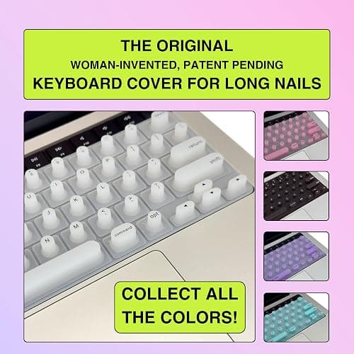 TIPPY TYPE Raised Keyboard Cover for Long Nails - Fits MacBook Pro & Air, iPad 13", & Magic Keyboard (No Numpad) -Silicone -The Original -Comfortable Typing, Quiet, Nail Protection (Milky White) thumbnail 5
