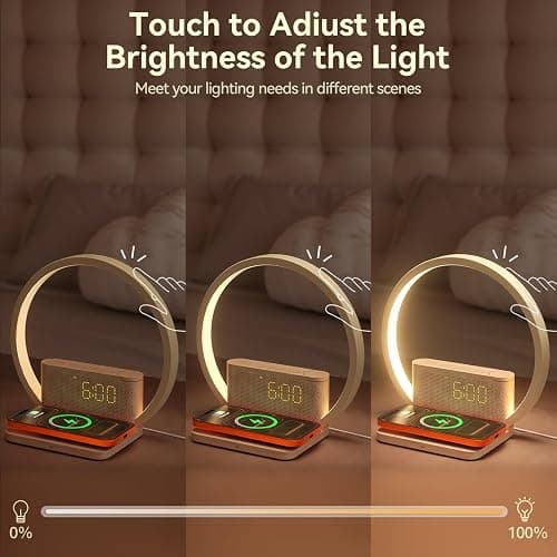 Vivilumens Sunrise Alarm Clock Wireless Charger, 10 White Noise Sound Machine Alarm Clock with 30/60/90 Mins Timer, 3 Levels Touch Night Light Dual Clocks for Heavy Sleeper Bedroom Decor Gift for Her thumbnail 7