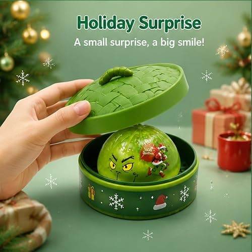 Stress Relief Squishy, Random 1 of 7 Color, Squeeze Party Favor Gifts | Random 1 of 7 Color, Mystery Green Christmas Dumpling Edition, Stress Relief Sensory Squeeze for Holiday Gifts Party Favors thumbnail 7