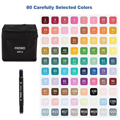 FROKO Alcohol Markers, 80 Colors Dual Tip Art Marker,Coloring Marker, markers for adult coloring books no bleeding thumbnail 5