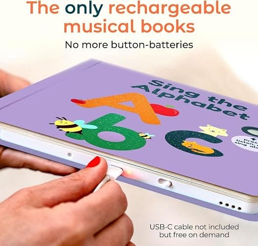 Cali's Books Alphabet Music Book for Toddlers 1-3 Years Old | Headphone Jack for Private Listening, USB-C Rechargeable, Learn ABC Musical Book thumbnail 2