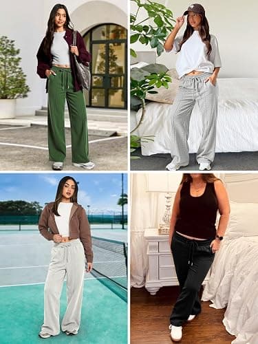 MIROMIHO Womens Wide Leg Sweatpants Fleece Lined Baggy Pants Drawstring Athletic Joggers Fashion Winter Outfits thumbnail 2