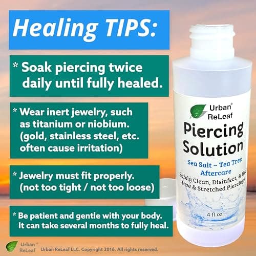 Urban ReLeaf Piercing Solution, Sea Salts & Tea Tree Aftercare, 4 oz | Ready to Use, Safely Clean & Calm New & Stretched Piercings, Gentle Effective Natural, Works Fast thumbnail 6
