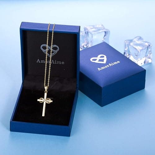 AmorAime 925 Sterling Silver Cross Necklace for Women Infinity Necklace 14K Rose Gold Plated Necklaces thumbnail 6