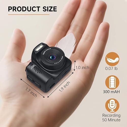 Mini Keychain Camera 4K 64MP Vintage Digital Camera,Pocket Retro Nostalgia Video Camera with LED Light and 32G Micro SD Card, Suitable for Teenagers, Adults, Kids, and Photography Beginners Black thumbnail 3