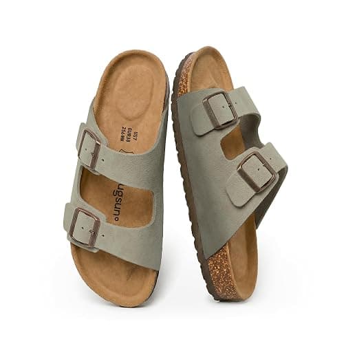 AugSun Women's Cork Footbed Slides 2026 - Adjustable Double Buckle Sandals with Arch Support, Latex Cushion Insole & All-Day Comfort - Image 1
