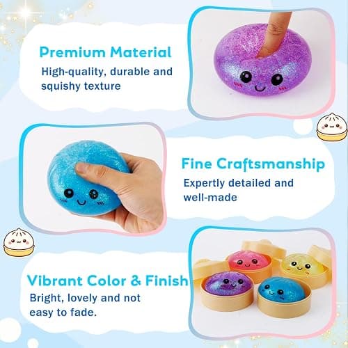 4PCS Dumpling Squeeze Toy, Dumplings Squishy Flashing Dumpling Squishies Stress Ball，Dumplings Squeeze Stress Anxiety Relief for Kids & Adults thumbnail 5