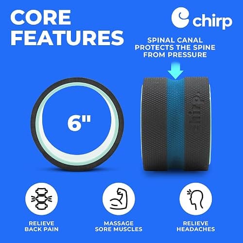 Chirp Wheel Foam Roller - Targeted Back & Neck Pain Relief, Muscle Massage, Trigger Point Therapy, High-Density Foam Tool for Physical Therapy, Stretching & Exercise, 500lbs Capacity, 6 Inch Mint thumbnail 4