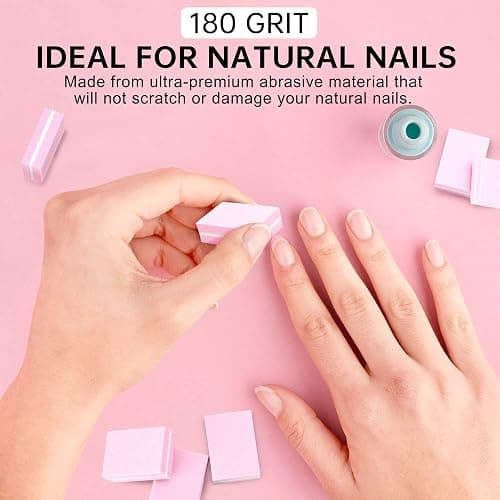 Mini Nail Buffer Blocks, 100/180 Grit Sponge Buffing Sanding Block File Manicure Tools Bulk 50Pcs (Pink) thumbnail 6
