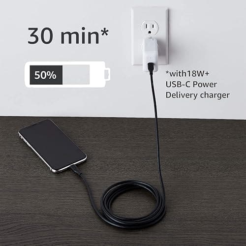 Amazon Basics Fast Charging USB-2.0 USB-C to Lightning Cable (MFi Certified), Durable, 6 Feet, Black thumbnail 5
