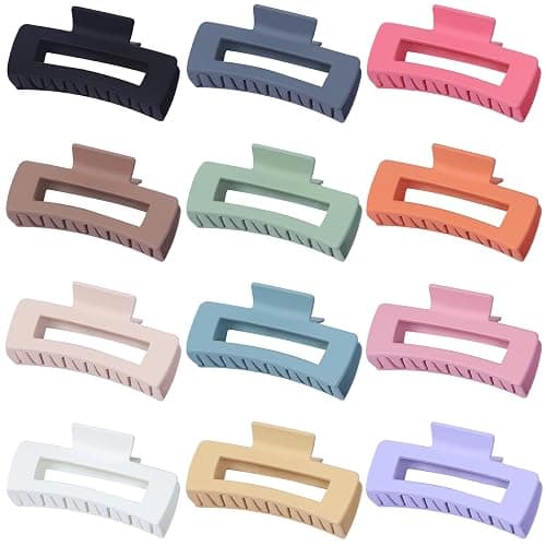Sisiaipu 4.1 Inch Jumbo Hair Clips - 12 Pcs Colorful Square Jaw Clips for Thick Hair, Women and Girls Hair Accessories thumbnail 7