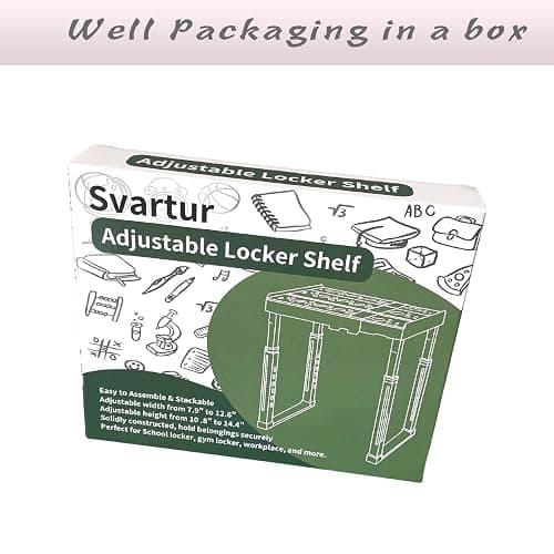 Svartur Adjustable Locker Shelf Pink Height and Width Adjustable Locker Organizer Shelf for School Locker, Stackable Locker Stand Tools for Gym Lockers, Office, Back to School Essentials thumbnail 8