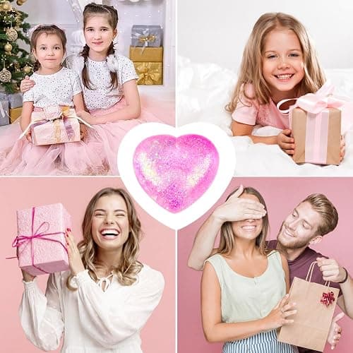 Heart Stress Balls (Pink) Squishy Toys for Adults Kids, Slow Rise Sugar Ball Sensory Fidget Toys, Love Shape Squishy Squeeze Toys, Malt Stretch Ball, Heart Shape Stress Toys for Hand Exercise thumbnail 7