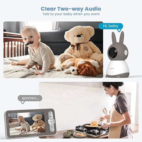 ieGeek 2K WiFi Baby Monitor with Two Cameras, Phone App & 5" Split-Screen Control, Smart Video Camera, Night Vision, Automatic Tracking, PTZ, Crying Detection, Temperature/Humidity Sensor, Baby Gift thumbnail 9