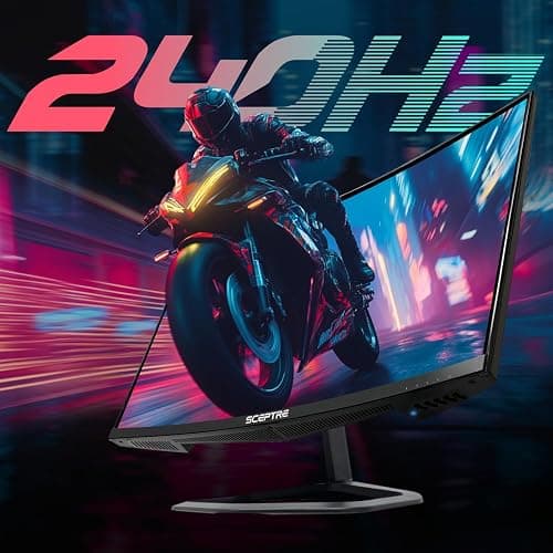 Sceptre New Curved 24.5-inch Gaming Monitor up to 240Hz 1080p R1500 1ms DisplayPort x2 HDMI x2 Blue Light Shift Build-in Speakers, Machine Black 2025 (C255B-FWT240 Series) thumbnail 5