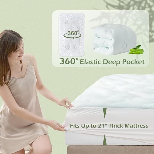 Hansleep Twin XL Mattress Pad Topper College Dorm Memory Foam, Twin XL Foam Mattress Topper Viscose Derived from Bamboo, Twin XL Size Bed Mattress Pad Cover for Back Pain Relief, 39" x 80", White thumbnail 5