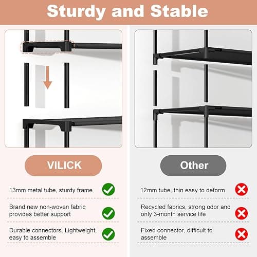 VILICK 5 Tier Shoe Rack with Hook and Side Pocket,Shoe Organizer Space Saver Storage for 20-25 Pair Shoe Storage Shelf Sturdy Free Standing Long Shoe Rack Organizer for Closet,Entryway,Small Spaces thumbnail 6
