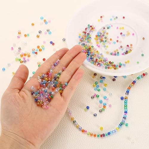 sourcing map 1600Pcs Glass Seed Beads, 2mm 11/0 Loose Mini Beads with Hole, Bulk Craft Spacer for DIY Handmade, Mixed Green thumbnail 2
