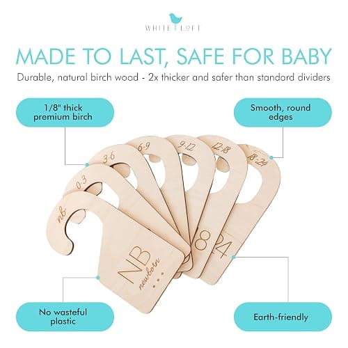 Baby Clothes Organizer – Baby Clothes Dividers for Closet – Wood Size Dividers for Newborn to 24 Months, Nursery Organizer, Large 1in Letter Size (Set of 7) thumbnail 7