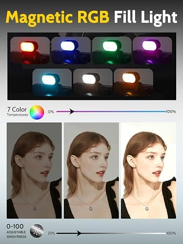 AOCHUAN Auto Face Tracking Tripod 360 Rotation w/RGB Light,Single-axis Phone Gimbal for iPhone Android w/Remote Control,Phone Stand Follow You for Video Recording,TikTok Vlogging(M2Pro Black) thumbnail 5