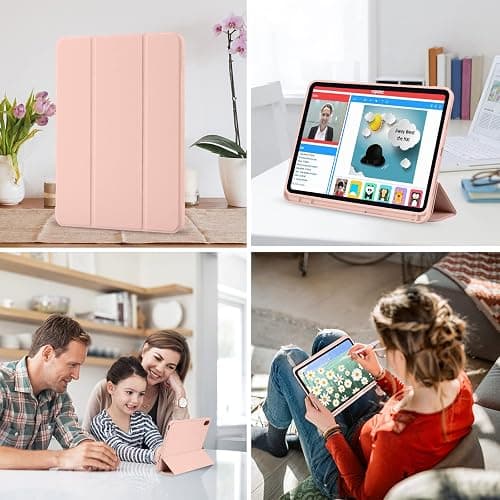 iPad (A16) 11th Generation Case 11 Inch 2025, iPad 10th Generation Case 2022 10.9 Inch with Pencil Holder, Soft TPU Back Slim Smart Protective Trifold Stand Cover, Auto Wake/Sleep, Rose Gold thumbnail 7