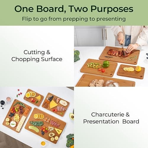 Keechee Wood Cutting Board, Carbonized Bamboo Cutting Boards Set With Smooth Surface & Easy Storage For Busy Kitchens, Ideal Charcuterie & Chopping, Durable, Knife-Friendly (4Pcs) thumbnail 5
