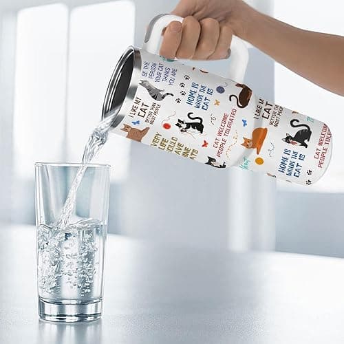 Cats Tumbler, Gifts for Women, Cat Lover Gifts, Stainless Steel Tumbler with Straw and Lid 40 Oz, Birthday Anniversary Present, Cute Tumbler, Funny Black Cat Cup for Women thumbnail 7