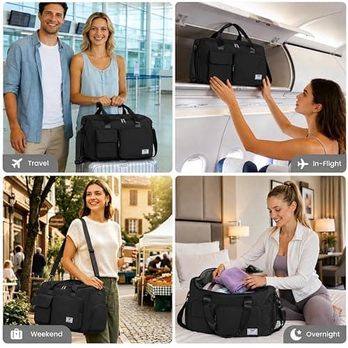 FIORETTO Women's Gym Duffle Bag with Shoes Compartment, 30L Capacity, Ideal for Travel, Gym, Sports, Duffel, Weekender thumbnail 6