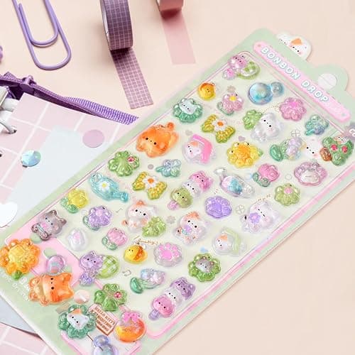 3D Kawaii Sticker Set, Süße Puffy Katzen Aufkleber Mini Wiederverwendbar, Cute Aesthetic Sticker für Scrapbooks & Belohnung Kinder (Mädchen) thumbnail 7