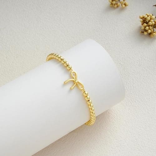 Stocking Stuffers for Women Beaded Stretch Handmade Ball Charm Bracelet Dainty Stackable Jewelry Christmas Gifts for Her thumbnail 4